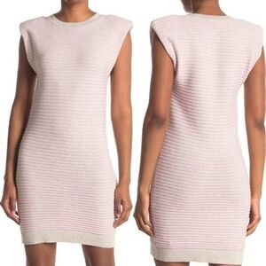 WAYF NWT sleeveless mini sweater dress pastel‎ pink gray ribbed striped spring